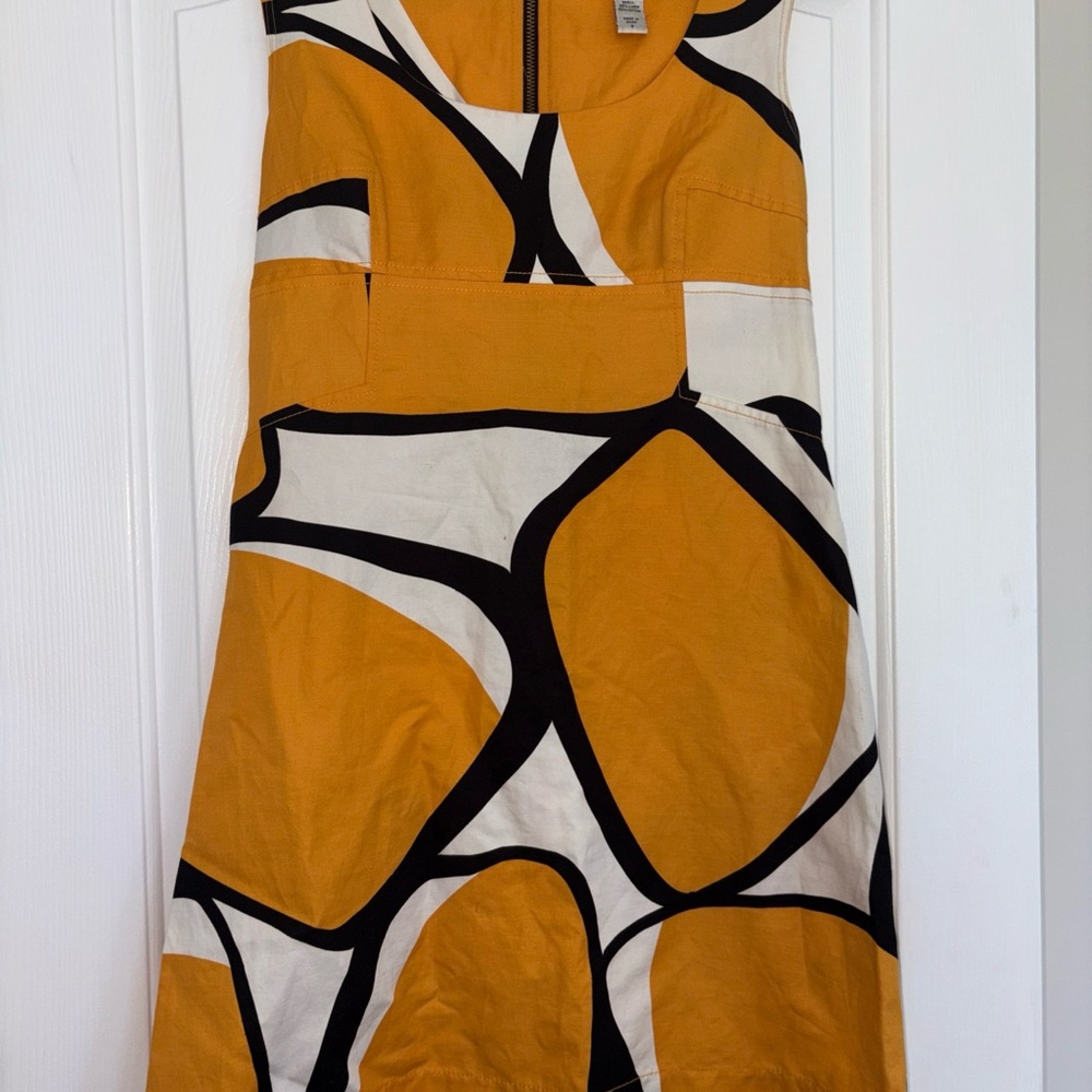 Diane Von Furstenberg Mustard Yellow Graphic Print Mini Dress